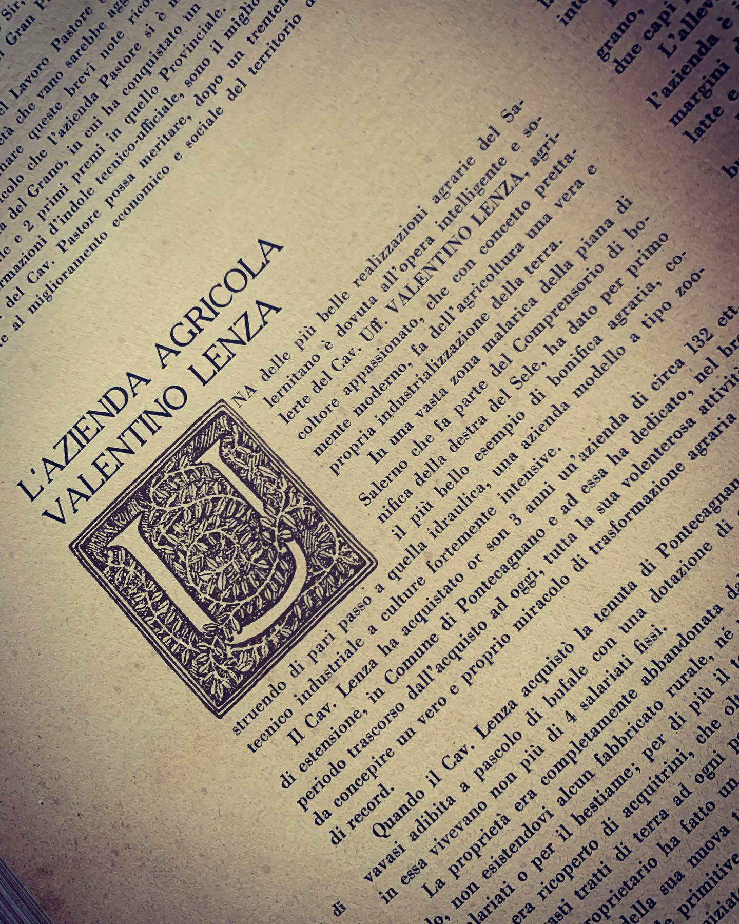 Pubblicazione anni '30 – L'Azienda Agricola Valentino Lenza